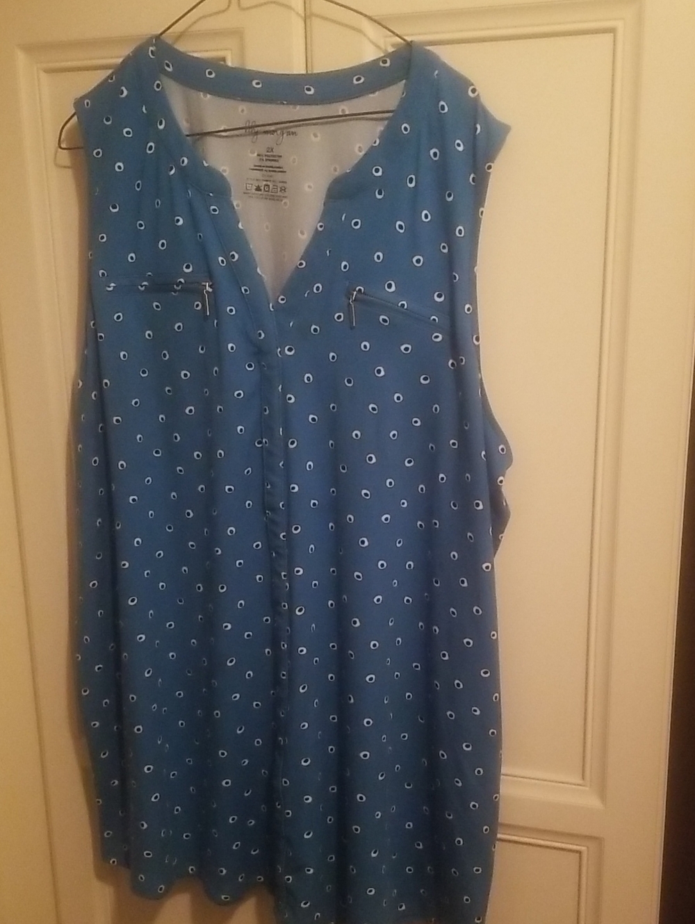 Lily Morgan Sleeveless Blue Print Tunic Top 2X